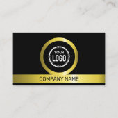 QR Code Black en Gold Professional Company Logo Visitekaartje (Voorkant)