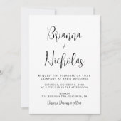 QR Code Black en White Calligraphy Wedding Kaart (Voorkant)