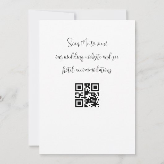 QR Code Black en White Calligraphy Wedding Kaart (Achterkant)