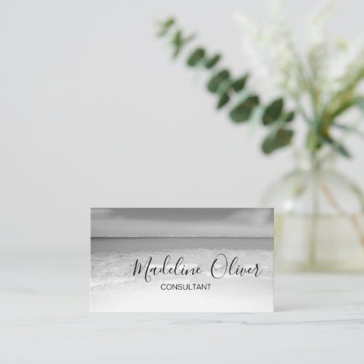 QR Code Black en White Ocean Zee Professional Bus Visitekaartje (Staand voorkant)