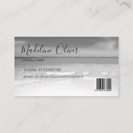 QR Code Black en White Ocean Zee Professional Bus Visitekaartje (Achterkant)