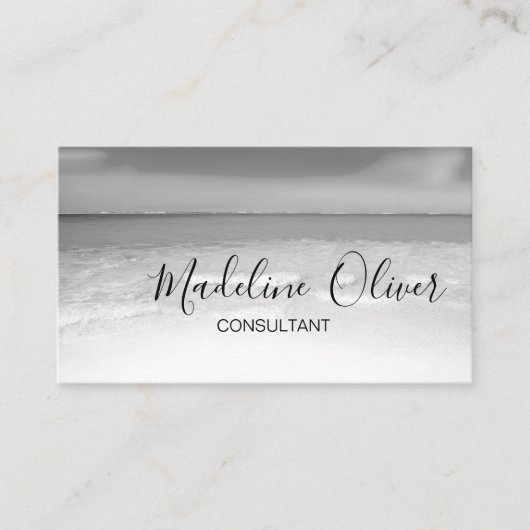 QR Code Black en White Ocean Zee Professional Bus Visitekaartje (Voorkant)