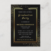 QR Code Black Gold Glitter Afstudeeruitnodigingen Kaart (Voorkant)