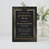 QR Code Black Gold Glitter Afstudeeruitnodigingen Kaart (Staand voorkant)