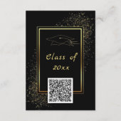 QR Code Black Gold Glitter Afstudeeruitnodigingen Kaart (Achterkant)