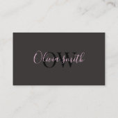 QR Code Black Pink Elegant Initial Social Media Visitekaartje (Achterkant)
