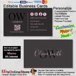 QR Code Black Pink Elegant Initial Social Media Visitekaartje