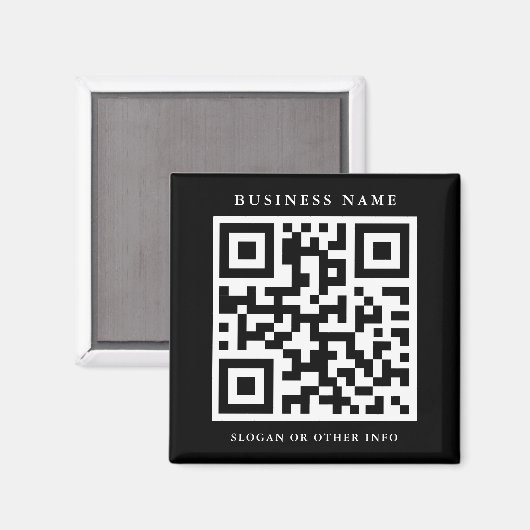 QR Code Black Simple Business Magnet (Voorkant / Achterkant)