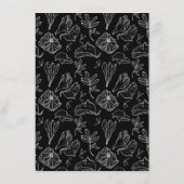 QR Code Black White Floral Weddenschap Details Informatiekaartje (Achterkant)