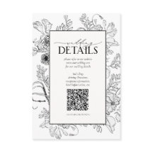 QR Code Black White Floral Weddenschap Details