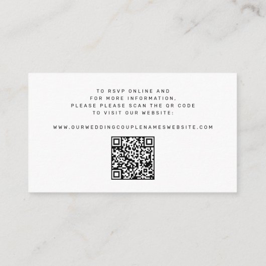 QR code black white monogram wedding details Informatiekaartje (Achterkant)