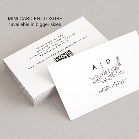 QR code black white monogram wedding details Informatiekaartje