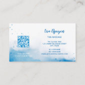 QR Code Blau Watercolor Achtergrond Visitekaartje (Achterkant)