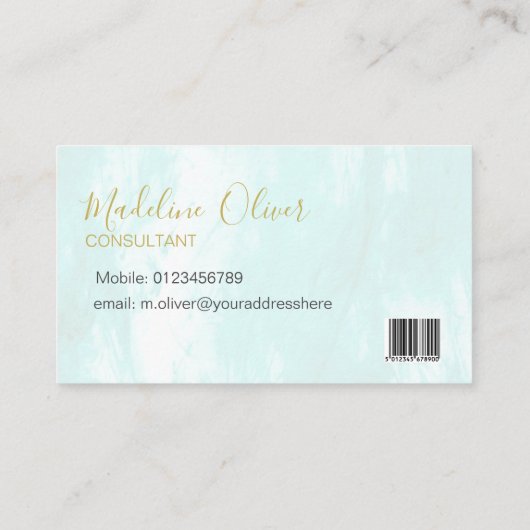 QR-code Blauw Aqua Moderne Waterverf Visitekaartje (Achterkant)