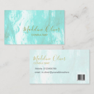 QR-code Blauw Aqua Moderne Waterverf Visitekaartje