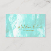 QR-code Blauw Aqua Moderne Waterverf Visitekaartje (Voorkant)