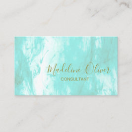 QR-code Blauw Aqua Moderne Waterverf Visitekaartje