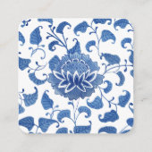 QR Code Blauw en Wit Chinees Vashuwelijk RSVP Informatiekaartje (Achterkant)