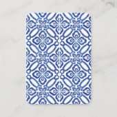 QR-code blauw en wit citrus bruiloft RSVP Informatiekaartje (Achterkant)