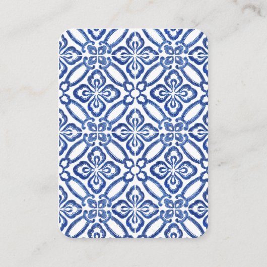 QR-code blauw en wit citrus bruiloft RSVP Informatiekaartje (Achterkant)