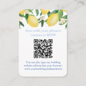 QR-code blauw en wit citrus bruiloft RSVP Informatiekaartje (Voorkant)