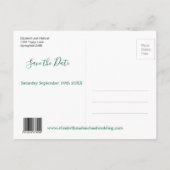 QR-code Blauw goud Moderne Waterverf Opslaan datum Aankondigingskaart (Achterkant)