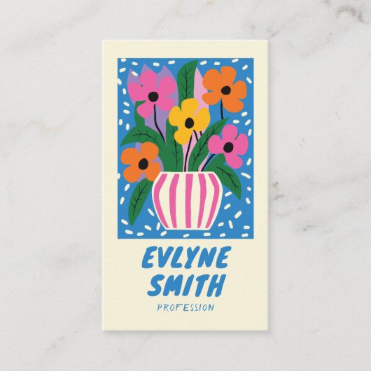 QR Code Blauw Hand getekend Geschreven Retro Funky Visitekaartje (Voorkant)