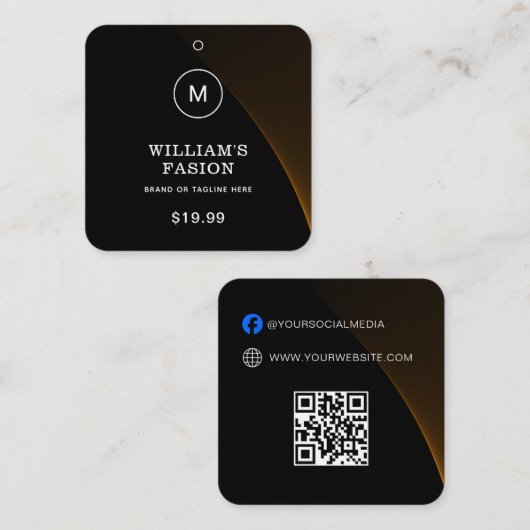 QR-code | Blauw Kledinglabel Prijs Hang Label (Voorkant / Achterkant)