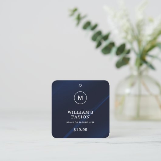 QR-code | Blauw Kledinglabel Prijs Hang Label (Staand voorkant)