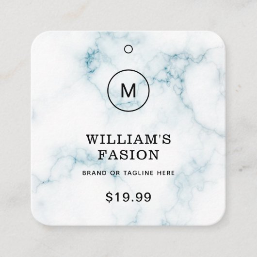 QR-code | Blauw Kledinglabel Prijs Hang Label (Voorkant)
