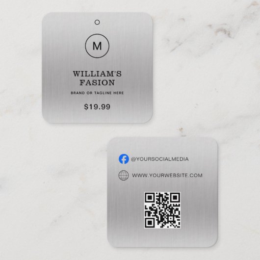 QR-code | Blauw Kledinglabel Prijs Hang Label (Voorkant / Achterkant)