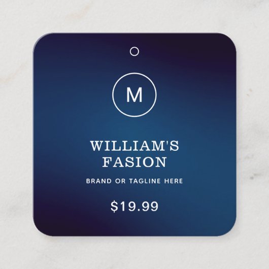 QR-code | Blauw Kledinglabel Prijs Hang Label (Voorkant)