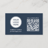 QR Code Blauw Logo Visitekaartje (Voorkant)