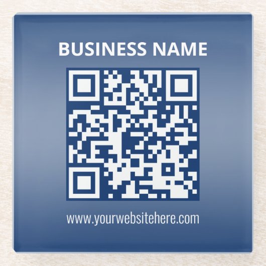 QR-code | Blauw (of elke kleur) Verloop Glazen Onderzetter (Voorkant)