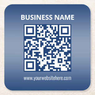 QR-code   Blauw (of elke kleur) Verloop Kartonnen Onderzetters