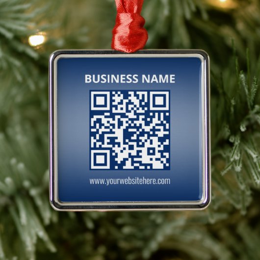 QR-code | Blauw (of elke kleur) Verloop Metalen Ornament (Boom)