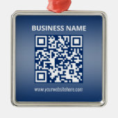 QR-code | Blauw (of elke kleur) Verloop Metalen Ornament (Voorkant)