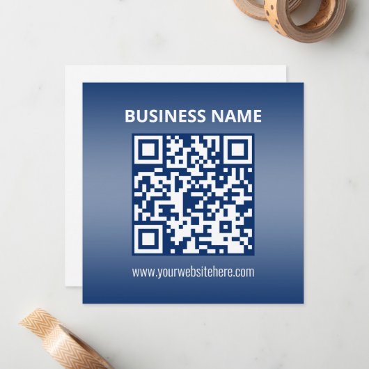 QR-code | Blauw (of elke kleur) Verloop Notitiekaartje (Voorkant / Achterkant in situ)