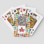 QR-code Blauw Oranje Grunge Cirkel Abstract Modern Pokerkaarten (Achterkant)
