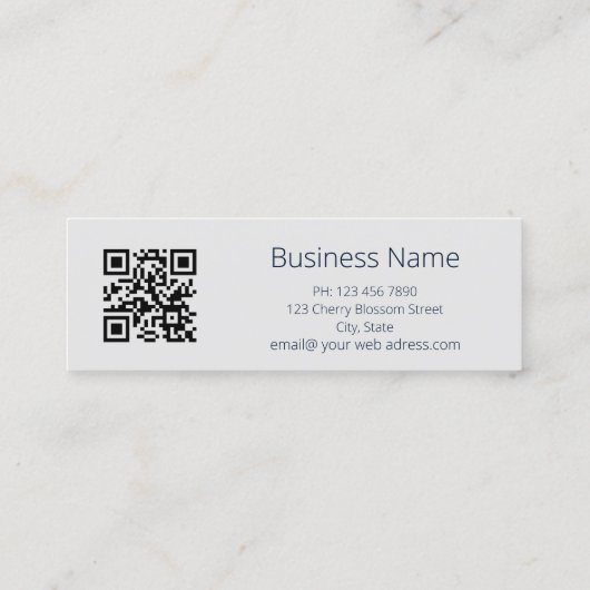 QR-code | Blauw Orchid Silver Mini Visitekaartje (Achterkant)