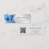 QR-code | Blauw Orchid Silver Mini Visitekaartje (Voorkant / Achterkant)