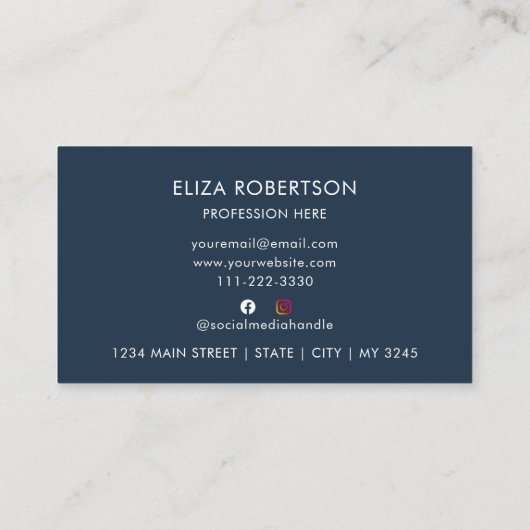 QR-code Blauw professionele Logo Aangepast Visitekaartje (Achterkant)