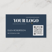 QR-code Blauw professionele Logo Aangepast Visitekaartje (Voorkant)