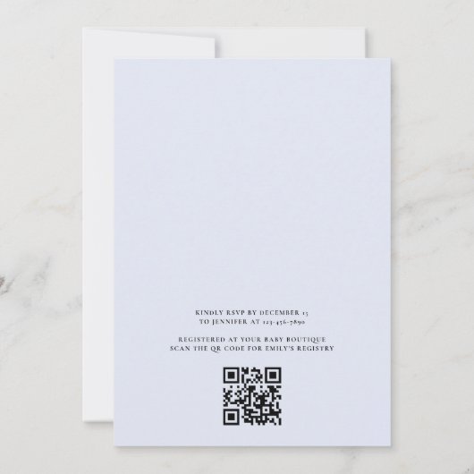 QR Code Blauw Waterverf Bow Boy Baby shower Kaart (Achterkant)