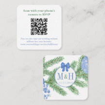 QR Code Blauw Wit Kerstmis Huwelijk RSVP
