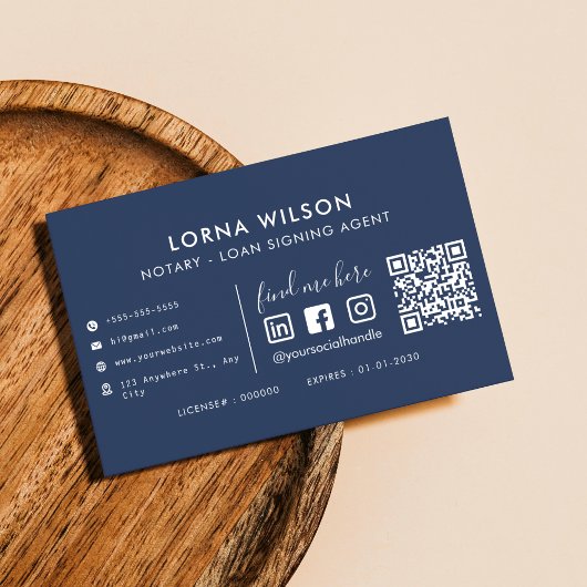 QR Code Blauw & Wit Professionele Notaris Visitekaartje