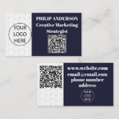 QR-code blauw-wit Visitekaartje (Voorkant / Achterkant)