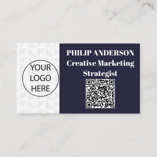 QR-code blauw-wit Visitekaartje (Voorkant)