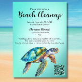QR Code Blauw Zee Schildpad Beach Cleanup Event Kaart