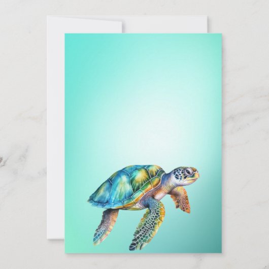 QR Code Blauw Zee Schildpad Beach Cleanup Event Kaart (Achterkant)